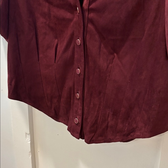 Bagatelle Sz Small Maroon Top Blouse Button Up Down Corset Style Sexy Balloon - Picture 7 of 13